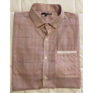 Murano Performance Mens Large Red Plaid Short Sleeve Collared Shirt
